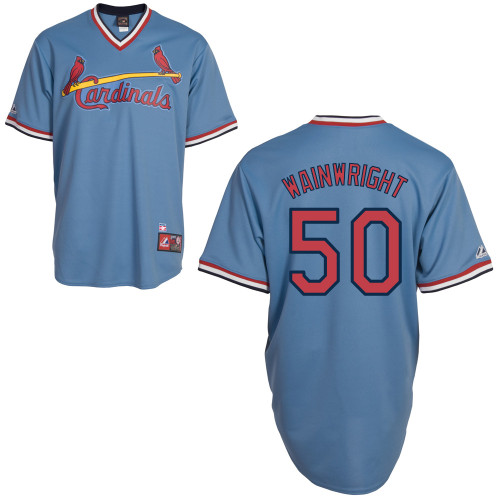 Adam Wainwright #50 MLB Jersey-St Louis Cardinals Men's Authentic Blue Road Cooperstown Baseball Jersey